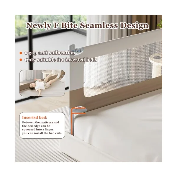 Baby Bed Rail Guard for Toddlers - 3 Sides, Double Child Lock, Safety Bed Rail for Toddlers, Infants - Height Adjustable Extra Tall Toddler Bed Rails for Queen Bed -3 Sides, 78.8x78.8x59Inch