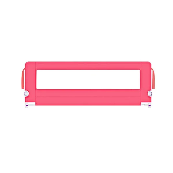 Baby Bedrail Bed Guard Bumper, 1pack 180 degree Swing Down Portable Bed Guard, Baby Toddler Bed Rail, Foldable Washable,Pink,180cm*75cm