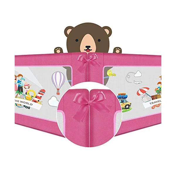 Baby Bedrail Bed Guard Bumper, 1pack 180 degree Swing Down Portable Bed Guard, Baby Toddler Bed Rail, Foldable Washable,Pink,180cm*75cm