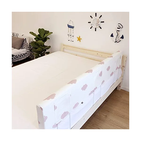 Baby Bedrail Bed Guard Bumper, 1Pack Full Size Memory Foam Washable Bed Rail for Toddlers Bedrail Guard, Soft For Kids Child,White,150cm*30cm