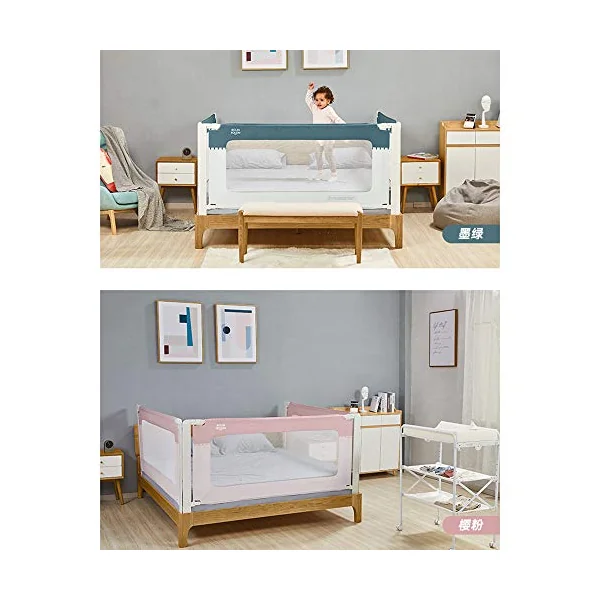 Baby Bedrail Bed Guard Bumper, 1Pack Washable Safety Guard Extra Tall Baby Bed Rail Guard, For Full Size Queen & King Twin Bed,Green,180 * 76cm