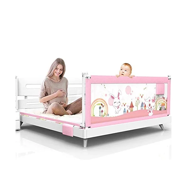 Baby Bedrail Bed Guard Bumper, Anti-Fall Vertical Lifting Bed Rail for Toddlers Bedrail Guard, For Kids Queen Bed King Bed,Pink,120cm*83cm