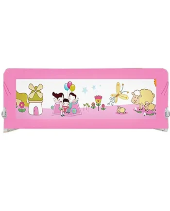 Baby Bedrail Bed Guard Bumper, Bed Rail for Toddlers Anti-Fall Bed Guardrail, Breathable Mesh Swing Down For Baby Children,Pink,180cm*68cm