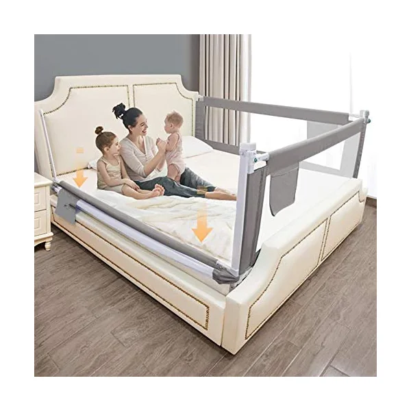 Baby Bedrail Bed Guard Bumper, Full Size Vertical Lifting Bed Rail for Toddlers Anti-Fall Bed Guardrail, For Baby Children,Pink,120cm*69cm