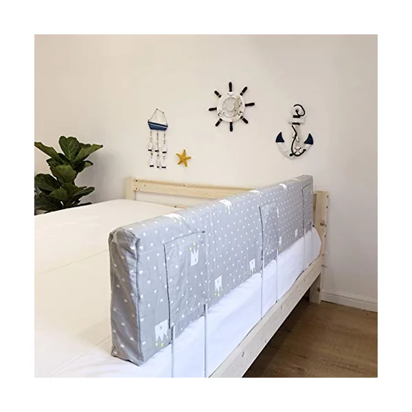 Baby Bedrail Bed Guard Bumper, Memory Foam Anti-Fall Washable Bed Rail for Toddlers Bedrail Guard, Soft For Kids Child,gray,50cm*30cm