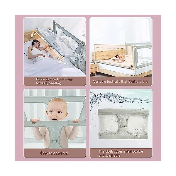 Baby Bedside Sleeper,120x50cm,Portable Crib,cosleeper for baby in bed,co sleeper bassinet attach to bed,baby bedside crib,One-key flip up the fence,baby bed with rails,Crib Stationary,bed in bed ( Col