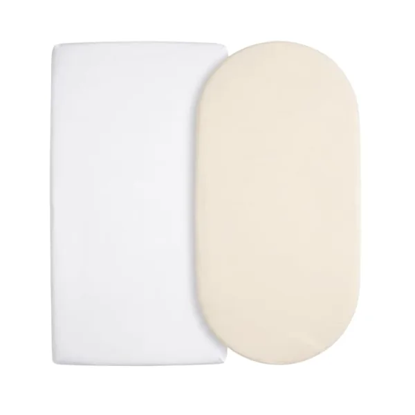 Baby Birds Fitted Organic Cotton Sheets for Prams, Cots, Cribs & Moses Baskets | Premium Soft Mattress Cover, Square & Round Corners | White & Cream (Cream, Cot Bed Sheet (140 * 70cm))