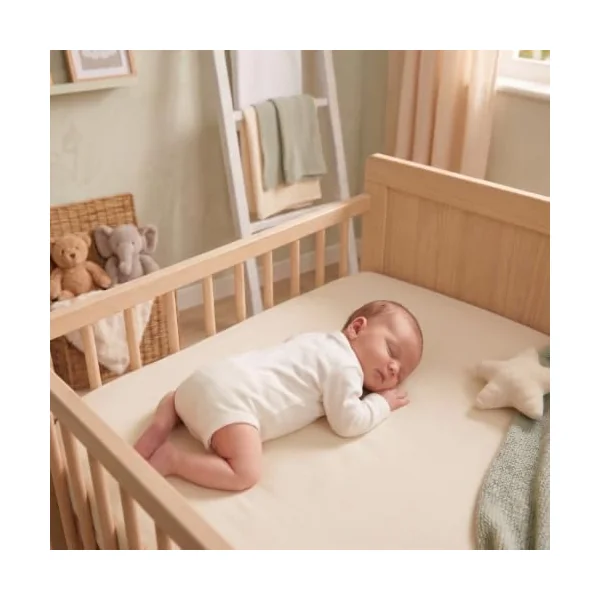 Baby Birds Fitted Organic Cotton Sheets for Prams, Cots, Cribs & Moses Baskets | Premium Soft Mattress Cover, Square & Round Corners | White & Cream (Cream, Cot Bed Sheet (140 * 70cm))