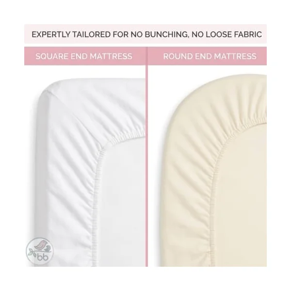 Baby Birds Fitted Organic Cotton Sheets for Prams, Cots, Cribs & Moses Baskets | Premium Soft Mattress Cover, Square & Round Corners | White & Cream (Cream, Cot Bed Sheet (140 * 70cm))