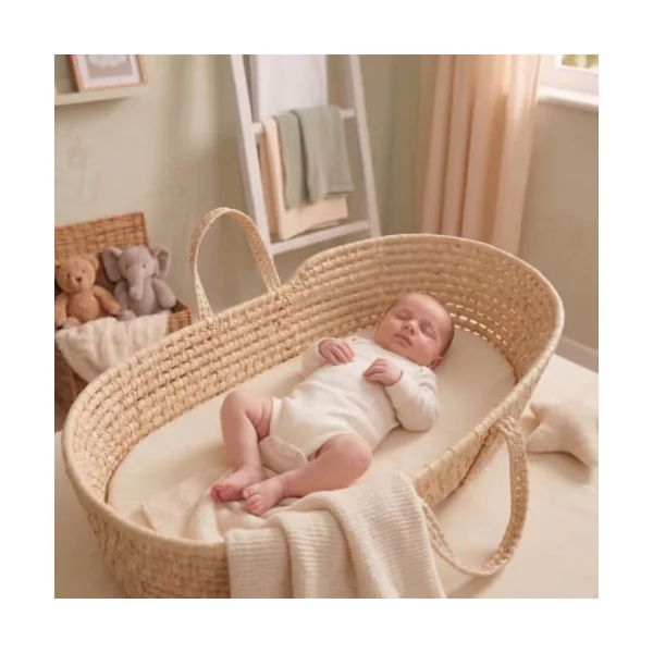 Baby Birds Fitted Organic Cotton Sheets for Prams, Cots, Cribs & Moses Baskets | Premium Soft Mattress Cover, Square & Round Corners | White & Cream (Cream, Cot Bed Sheet (140 * 70cm))