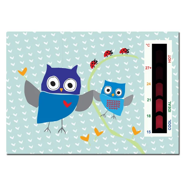 Baby Blue Owl and Ladybird Nursery Room Safety Temperature Thermometer Monitor with New Moving Line Technology