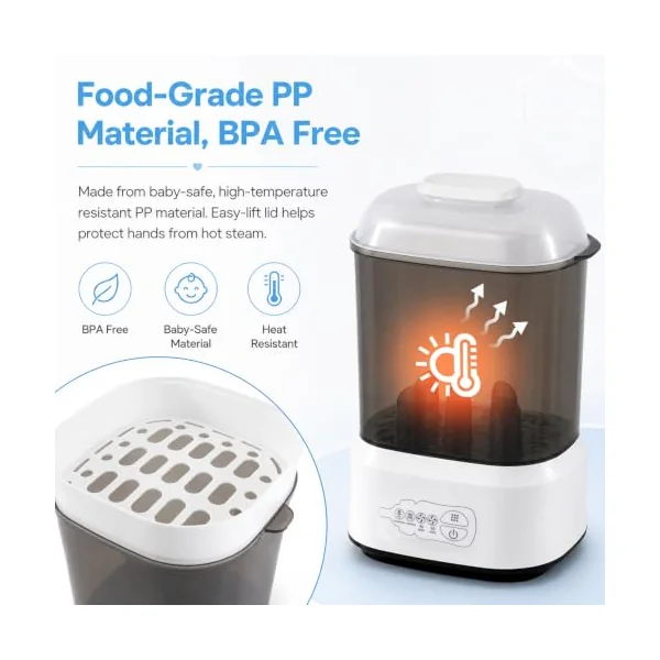 Baby Bottle Steriliser and Dryer, Auto Baby Bottle Steriliser, Electric Steam Steriliser for Baby Bottles, Breast Pump Accessories & Baby Stuff, Hold 5 Bottles and Pacifiers