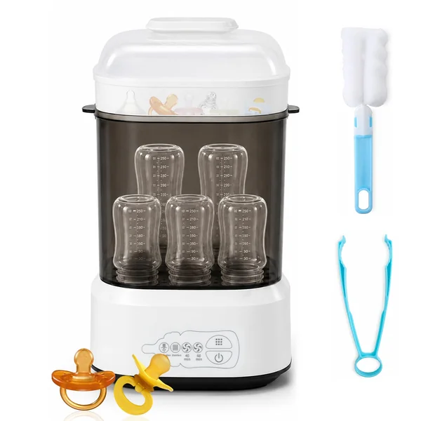 Baby Bottle Steriliser and Dryer, Auto Baby Bottle Steriliser, Electric Steam Steriliser for Baby Bottles, Breast Pump Accessories & Baby Stuff, Hold 5 Bottles and Pacifiers