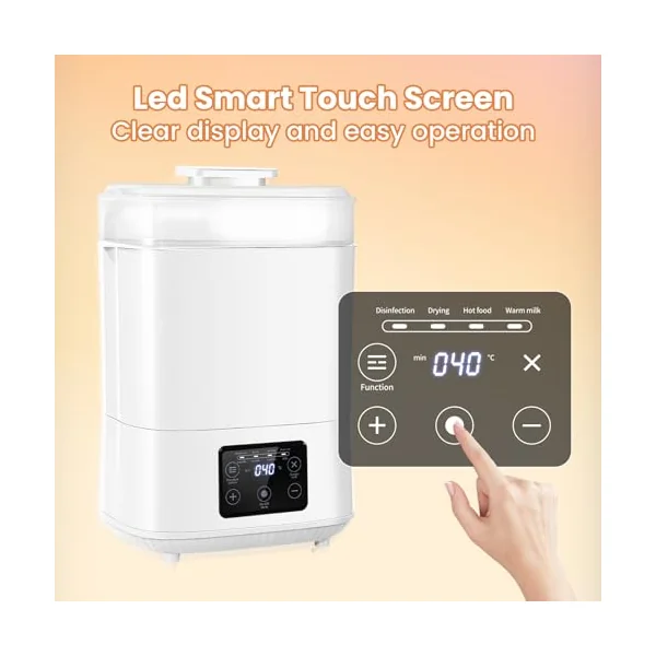 Baby Bottle Steriliser and Dryer, cupeohome 4-in-1 Auto Bottle Steriliser and Dryer with Digital LED, Electric Steam Bottle Sanitizer for Baby Stuff, Baby Bottles, Breast Pump Accessories, Milk Warmer