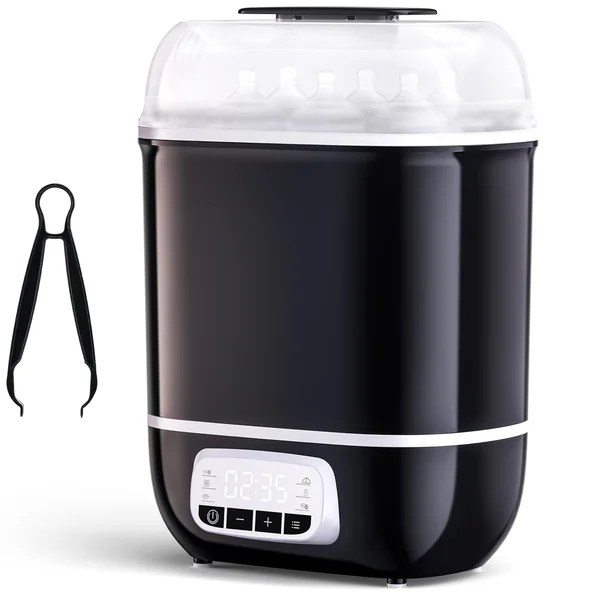 Baby Bottle Steriliser and Dryer Electric Steriliser for Baby Bottles with Digital LCD | 5-in-1 Steam Steriliser Auto Power-Off | Bottle Drying Warming Milk & Food