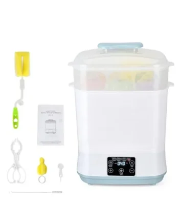 Baby Bottle Sterilizer and Dryer, 5 in 1 Electric Steam Steriliser with Clean Tool Kit, 2 Layer Baby Steam Steriliser for Baby Bottles, Pacifiers, Breast Pump Accessories, White