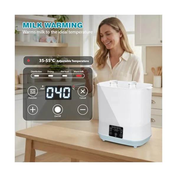 Baby Bottle Sterilizer and Dryer, 5 in 1 Electric Steam Steriliser with Clean Tool Kit, 2 Layer Baby Steam Steriliser for Baby Bottles, Pacifiers, Breast Pump Accessories, White