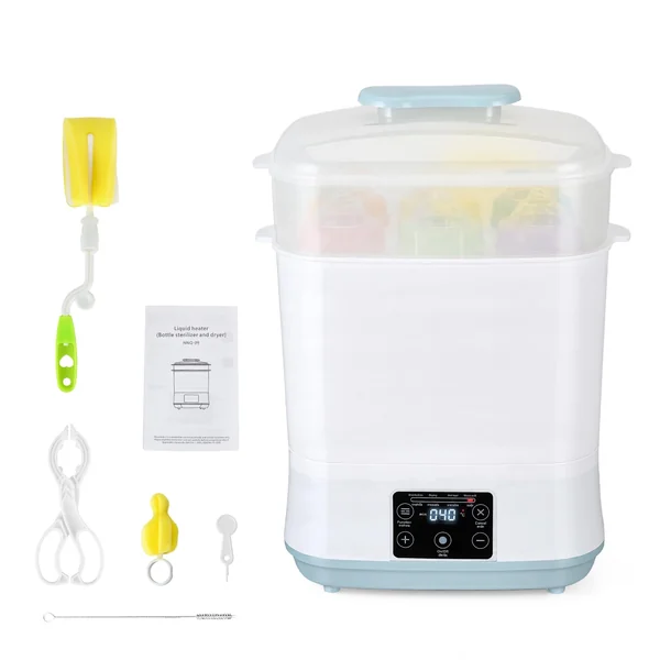 Baby Bottle Sterilizer and Dryer, 5 in 1 Electric Steam Steriliser with Clean Tool Kit, 2 Layer Baby Steam Steriliser for Baby Bottles, Pacifiers, Breast Pump Accessories, White