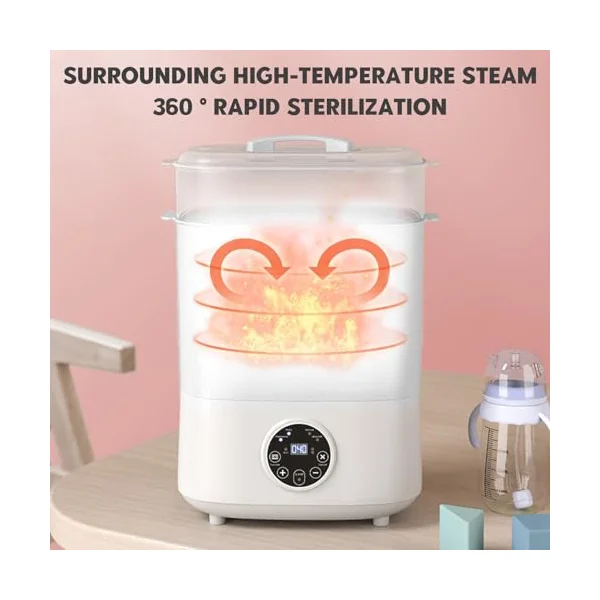 Baby Bottle Sterilizer & Dryer, 4-in-1 Electric Steam Baby Bottle Sterilizer and Dryer with Digital LED for Hold 6-8 Bottles, 2 Layers All-in-One Sterilizer for Baby Bottles, Other Baby Stuffs