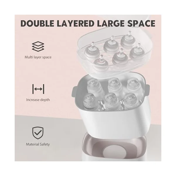 Baby Bottle Sterilizer & Dryer, 4-in-1 Electric Steam Baby Bottle Sterilizer and Dryer with Digital LED for Hold 6-8 Bottles, 2 Layers All-in-One Sterilizer for Baby Bottles, Other Baby Stuffs