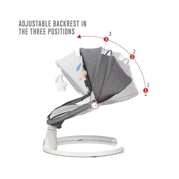 Baby Bouncer Swing Chair from Birth | 5-Speed Baby Swing with Remote Control, 3-Stage Timer, Soft Padded Seat & 2 Plush Toys | Newborn Infant Bouncer. (Black)
