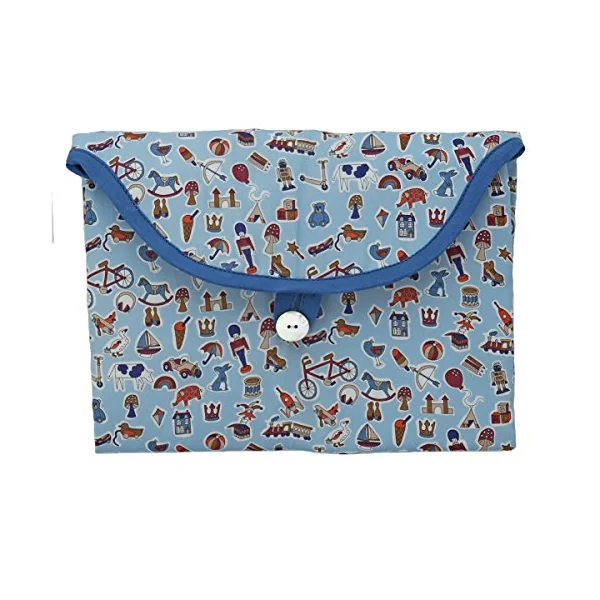 Baby Boy Travel Changing Mat - Portable Waterproof Nappy Mat MADE IN FRANCE by the French Brand LUCIOLE ET CIE - Liberty fabric Little Treasures - SAFE MATERIAL For Baby's Skin - BABY BIRTH GIFT