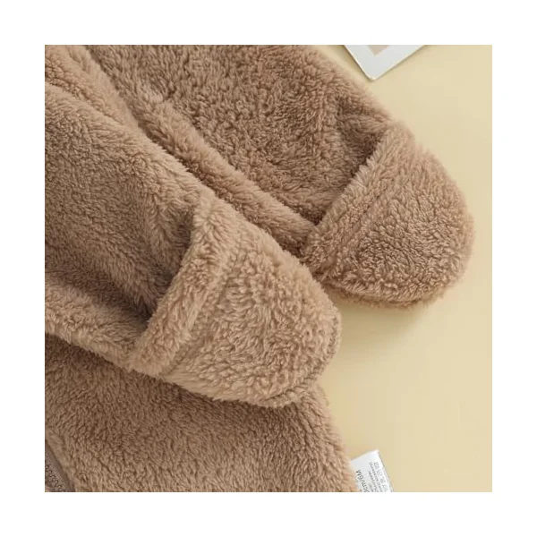 Baby Boys Girls Winter Jumpsuit Newborn Cute Bear Snowsuit Fleece Long Sleeve Footed Hooded Zipper Romper Winter Coat Outwear Warm Outfits