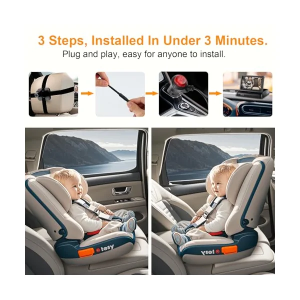 Baby Car Camera Monitor,Baby Car Mirror,1080P Digital Display,View Infant in Rear Facing Seat with Wide Crystal Clear View,Aimed at Baby-Easily to Observe Baby's Every Move (4.3 inch)