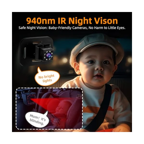 Baby Car Camera Monitor,Baby Car Mirror,1080P Digital Display,View Infant in Rear Facing Seat with Wide Crystal Clear View,Aimed at Baby-Easily to Observe Baby's Every Move (4.3 inch)