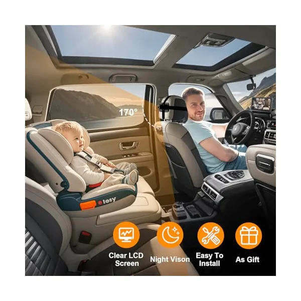 Baby Car Camera Monitor,Baby Car Mirror,1080P Digital Display,View Infant in Rear Facing Seat with Wide Crystal Clear View,Aimed at Baby-Easily to Observe Baby's Every Move (4.3 inch)