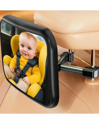 Baby Car Mirror for Back Seat, 360° Rotatable, 100% Shatterproof & Shakeproof, Clear Wide View, Hook Clip Mount, Adjustable Angle, Safe for Rear-Facing Infant Car Seat, Easy Install