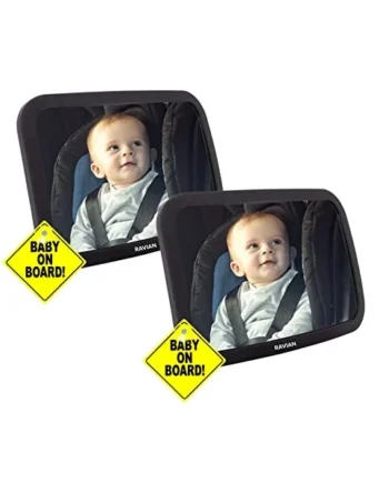 Baby Car Mirror for Back Seat Safest Newborn Essentials with Rear View, Shatterproof, Adjustable to See Rear Facing for Infants, Kids and Pets (Pack of 2)