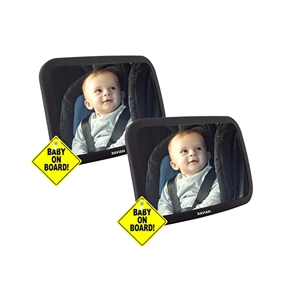 Baby Car Mirror for Back Seat Safest Newborn Essentials with Rear View, Shatterproof, Adjustable to See Rear Facing for Infants, Kids and Pets (Pack of 2)