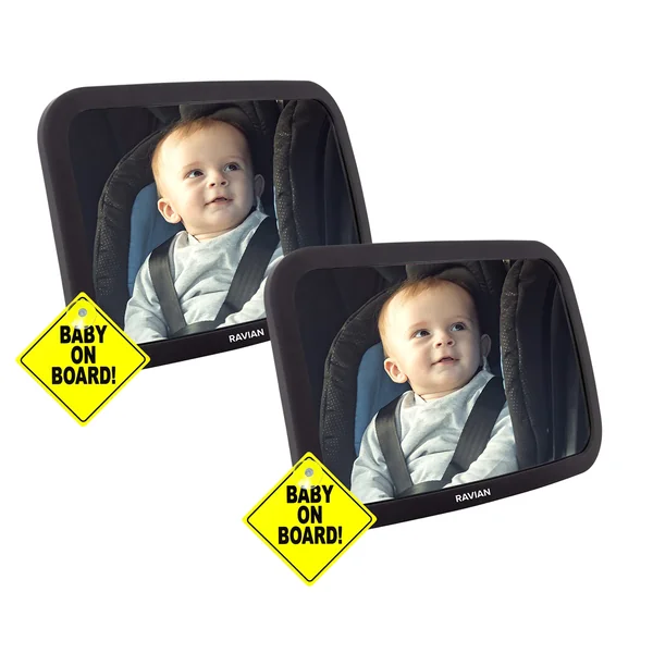 Baby Car Mirror for Back Seat Safest Newborn Essentials with Rear View, Shatterproof, Adjustable to See Rear Facing for Infants, Kids and Pets (Pack of 2)