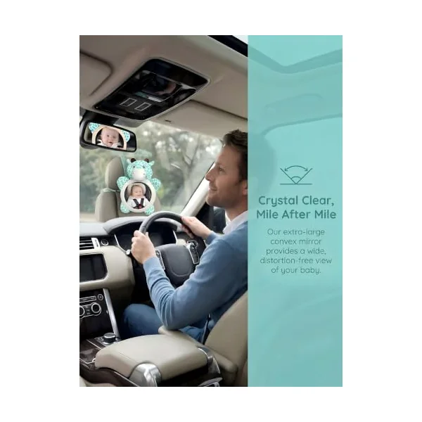 Baby Car Mirror for Back Seat Shatterproof Acrylic Rear View | 14cm Clear View, Soft Plush Padding, Secure 3 Point Fixing, Anti Shake Design, Cute Deer Style, Durable Acrylic for Newborns