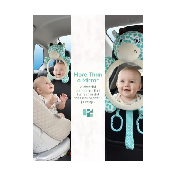 Baby Car Mirror for Back Seat Shatterproof Acrylic Rear View | 14cm Clear View, Soft Plush Padding, Secure 3 Point Fixing, Anti Shake Design, Cute Deer Style, Durable Acrylic for Newborns