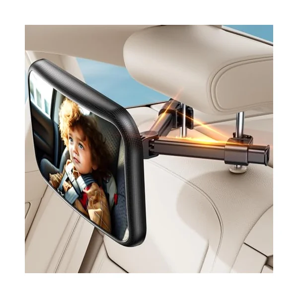 Baby Car Mirror for Car Seat Safely Mirror Hook Clip Design for Rear Facing Infant Newborn 360° Rotation Backseat Mirrors with Wide Clear View, Shatterproof, Easy Install Baby Essentials