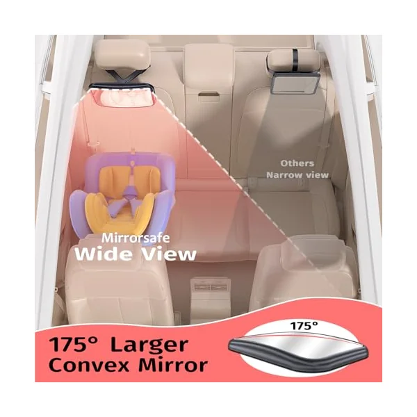 Baby Car Mirror for Car Seat Safely Mirror Hook Clip Design for Rear Facing Infant Newborn 360° Rotation Backseat Mirrors with Wide Clear View, Shatterproof, Easy Install Baby Essentials