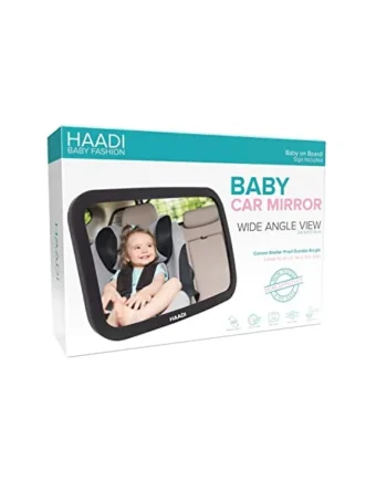 Baby Car Mirror Rear View - 360 ° Adjustable, Extra Wide Crystal Clear & Shatterproof Back Seat Baby Essentials to See Rear Facing Infants, Babies, Kids, Child & New born (Pack of 1)
