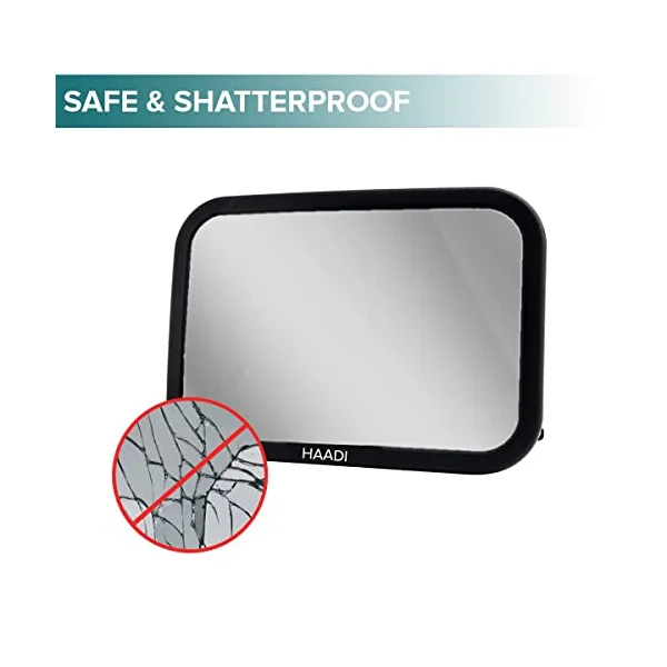 Baby Car Mirror Rear View - 360 ° Adjustable, Extra Wide Crystal Clear & Shatterproof Back Seat Baby Essentials to See Rear Facing Infants, Babies, Kids, Child & New born (Pack of 1)