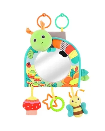 Baby Car Mirror Rear View with Soft Hanging Green Caterpillar Toys, Keeps Baby Entertained & Parents at Ease, for Car Seat and Stroller, Safety Mirror