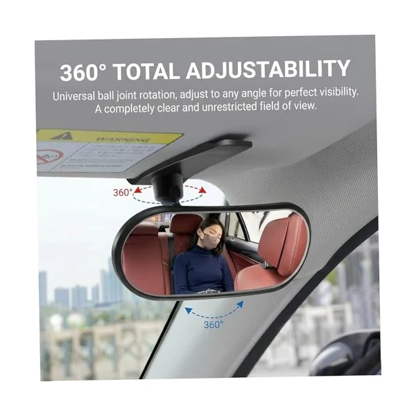 Baby Car Seat Mirror for Rear Facing with Wide-View HD Glass Easy Clip-On Backseat Mirror to Observe Rear-Facing Infant Safely Black