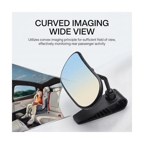 Baby Car Seat Mirror for Rear Facing with Wide-View HD Glass Easy Clip-On Backseat Mirror to Observe Rear-Facing Infant Safely Black