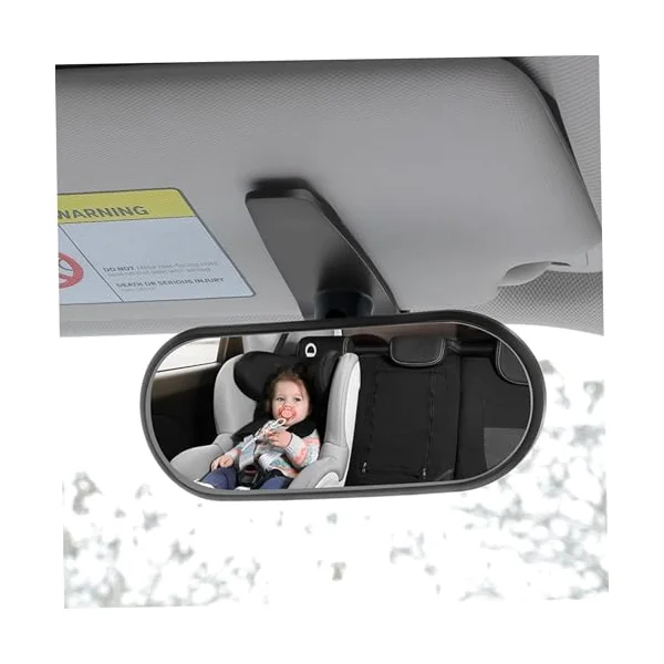 Baby Car Seat Mirror for Rear Facing with Wide-View HD Glass Easy Clip-On Backseat Mirror to Observe Rear-Facing Infant Safely Black