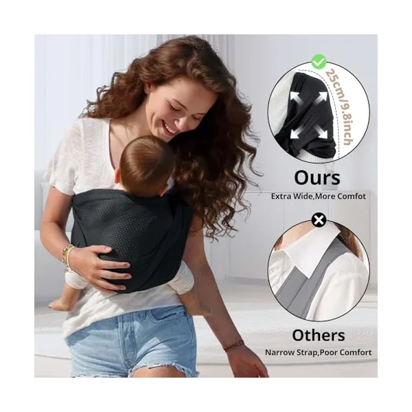 Baby Carrier Sling Newborn to Toddler Carrier - Ergonomic Hip Carrier & Baby Carrier in Premium Breathable Mesh, Summer Baby Carrier with Hip Seat, Cooling & Non-Slip, 0-36 Months