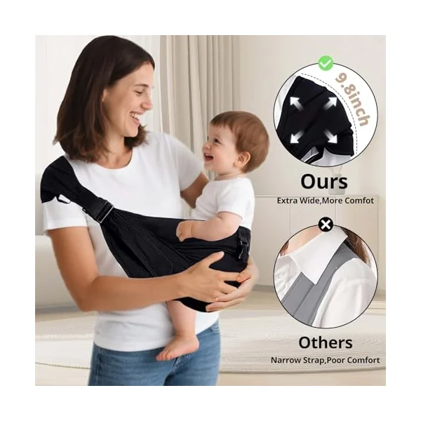 Baby Carrier Sling Newborn to Toddler Carrier,Side Toddler Carrier with Extra Wide Cozy Strap, Adjustable Ergonomic Baby Carrier for 0-36 Months,Breathable Summer Baby Wearing