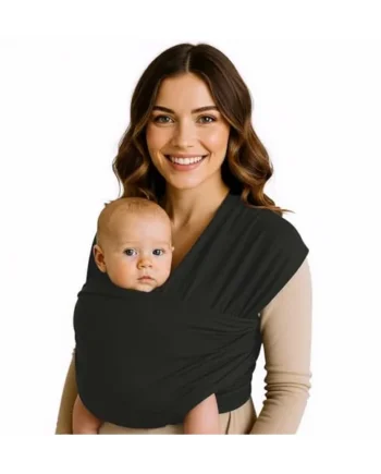 Baby carrier suitable for newborns from 0 to 36 months. Comfortable, physiological and ergonomic, flexible and durable, easy to tie. Black, lightweight, hands free. Size: 5.3 m x 0.58 m
