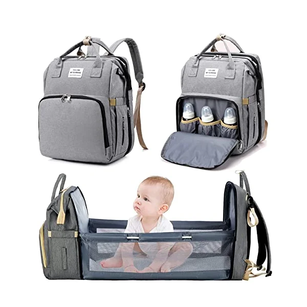 Baby Changing Bag Backpack, Nappy Backpack, Baby Bag, Travel Backpack with Changing Mat, Multifunctional, Water-Repellent, Large Capacity Changing Backpack, Large Travel Backpack for Mum and Dad