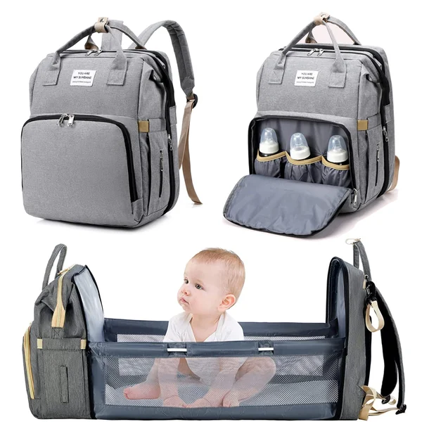 Baby Changing Bag Backpack, Nappy Backpack, Baby Bag, Travel Backpack with Changing Mat, Multifunctional, Water-Repellent, Large Capacity Changing Backpack, Large Travel Backpack for Mum and Dad
