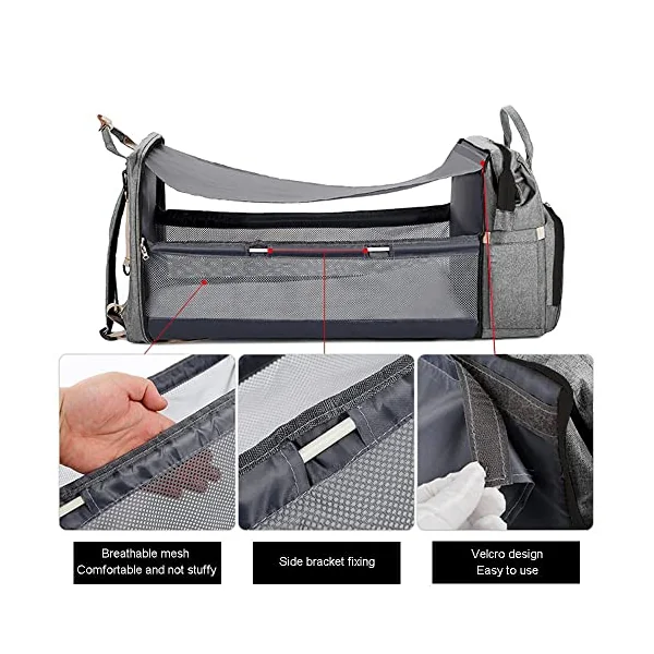 Baby Changing Bag Backpack Nappy Changing Bag Diaper Bag Backpack with Changing Mat Portable Travel Diaper Bag Baby Bed Backpack Multifunctional Mummy Bag with USB Port